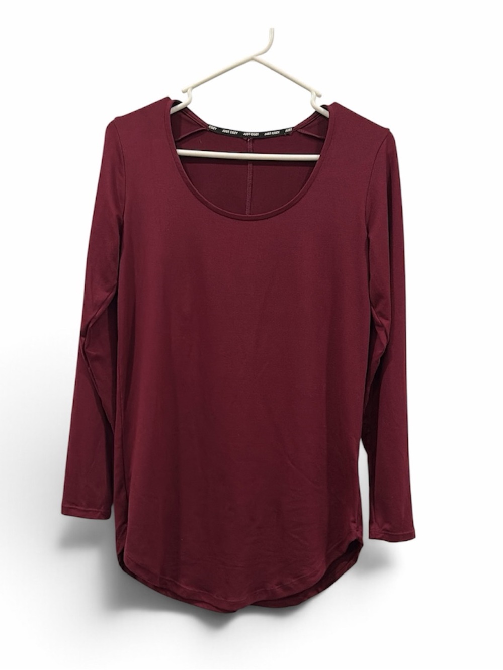 Just Cozy Long Sleeve Scoop Neck Top - Burgundy